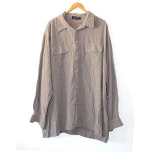 VTG Bernini Beverly Hills Men's Collared Shirt 3XT Brown Long Sleeve Pockets